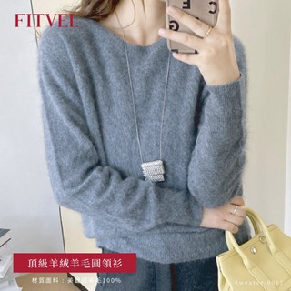 【FITVEL】頂級羊絨羊毛圓領衫
