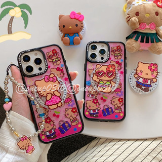 卡通iPhone11 12 13 14 15 16 17 18Pro max手機殼黑皮Kitty貓Magsafe磁吸支架