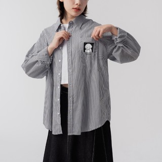 QUEENSHOP F 聯名 長袖 Tombonia 狗狗印圖條紋寬版襯衫 現+預 【01025638】