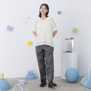 【MOSS CLUB】棉彈細斜紋微縮口休閒長褲 綠 灰