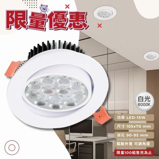 【EDDY💡】LED-15W 崁孔9.5公分崁燈 白光 外接變壓器 可調角度 採用OSRAM LED 全電壓 保固一年
