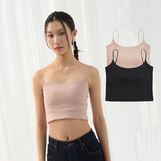 【ERSS】女裝 胸墊上衣 胸墊背心 胸墊 短版 短板上衣 Bra T 細肩 粉紅【K70326】