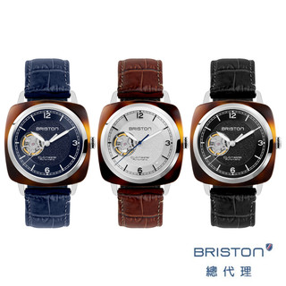 BRISTON 黎金 簍空自動機械錶 玳瑁框 藍寶石玻璃鏡面 快拆錶帶 小牛皮錶帶 39MM