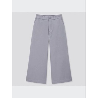 UNIQLO 女裝 純棉挺闊九分寬褲 藍灰色系 只穿1次 腰圍73cm 臀圍99cm 超寬褲 前後雙口袋 有皮帶扣