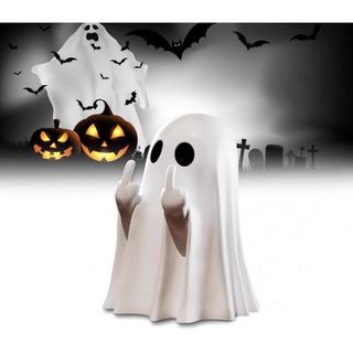 Middle Finger Cute Ghost Statue,Halloween Home Decorations