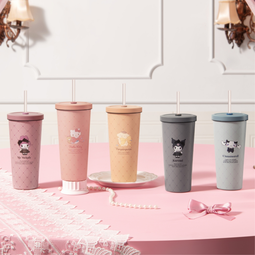 【Oolab 良杯製所】小緞帶系列 不鏽鋼陶瓷易潔層吸管杯710ML 三麗鷗 美樂蒂 酷洛米 大耳狗 Kitty 布丁狗