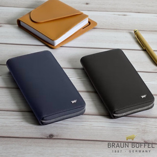 【寧寧精品】台中35年皮件店 BRAUN BUFFEL 小金牛紳士系列單拉鍊長夾 BF306-305-1 男長夾區