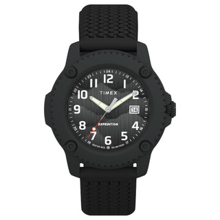 【TIMEX】天美時 Expedition Timber 42 毫米 矽膠錶帶腕錶(黑 TXTW4B34800)