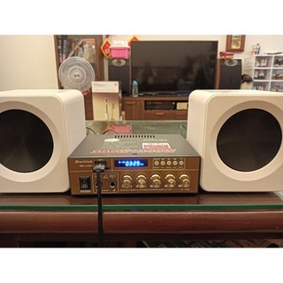 全新的擴大機加東芝TYASE81TW高音質喇叭音樂表現卓越音響清澈響亮重低音渾厚喇叭箱寬13公分有試聽音樂的