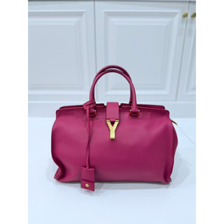 YVES SAINT LAURENT YSL 聖羅蘭 CABAS CHYC 桃紅色 手提包 醫生包 公事包 波斯頓包