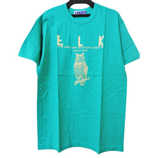 【日本製】古著S🔵三得利SUNTORY ELK 短袖T恤🔵貓頭鷹 90年代 復古 日系服飾 綠色 上衣 男生 女生