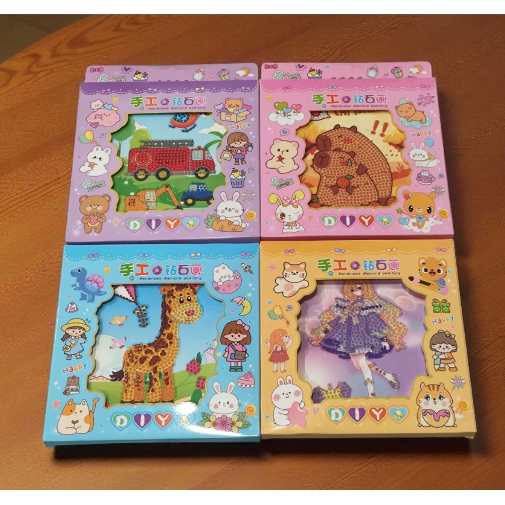 👩‍👧‍👦雙寶媽生活館👩‍👧‍👦 正方形手工鑽石貼畫 相框鑽石畫 貼畫 鑽石貼畫 公主 車 動物 水豚君 創意 禮物 