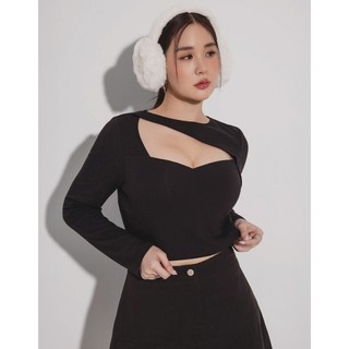 AIR SPACE PLUS WARM↑UP極暖好身材不對稱桃心領挖空發熱BRA TOP(黑/酒紅) 女裝 現貨 大尺碼