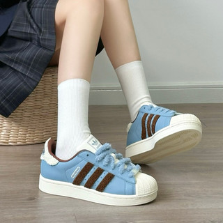 🔥革調 adidas originals Superstar 2 貝殼頭 毛絨鞋帶 可愛穿搭 舒適柔軟 板鞋 女款