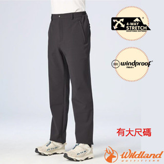 【荒野 WildLand】中性 保暖防潑內刷毛 長褲 SOFTSHELL 工作褲 彈性防風保暖褲 中層褲 W2338