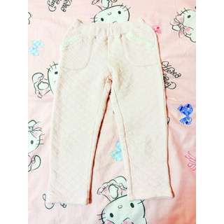 二手 Uniqlo 鋪棉白毛口袋長褲 100cm