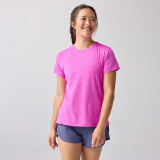 【BROOKS】女 Luxe 短女袖上衣 洋紅花灰 (221659512)