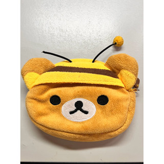現貨二手絕版商品拉拉熊 Rilakuma 蜜蜂造型軟布毛毛感零錢包 化妝包 收納袋