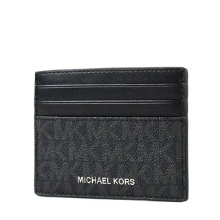 MICHAEL KORS 男款 銀字LOGO防刮皮革名片夾-黑色【美國正品現貨】