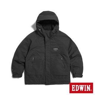 EDWIN 男款 衝鋒羽絨連帽外套(黑色)