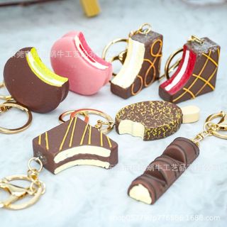 E20 台灣現貨 巧克力餅乾吊飾 鑰匙圈 紀念品 掛件 禮物 巧克力餅乾鑰匙扣 健達 好麗友 巧克力 迷你 超模擬