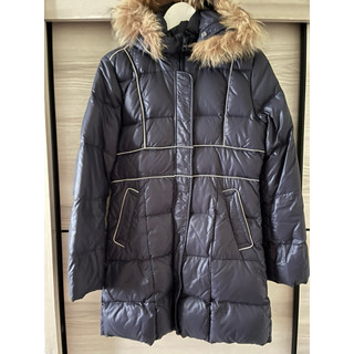 Earl Jean 美國服飾品牌女羽絨長版外套S 深藍 防風防寒 雪地保暖 大衣 冬季外套 輕羽絨