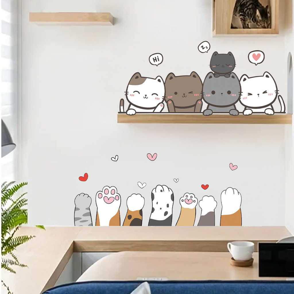 《很便宜》現貨 實拍 ins 北歐風 貓咪 貓掌印 壁貼 🔥可移除不傷牆 貓噗噗