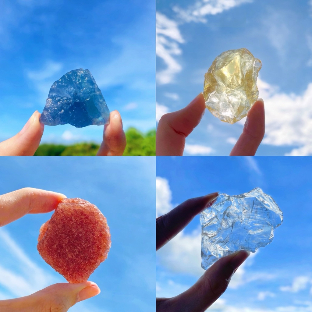 無染色無人工純天然能量 原石 粉晶 螢石 幽靈水晶 草莓晶 黃水晶 紅兔毛…