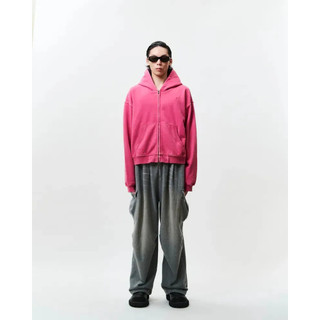 WTNC Washed Zip Hoodie Jacket 連帽外套 層次搭配 美式夾克 (灰 咖啡 粉紅 藍)