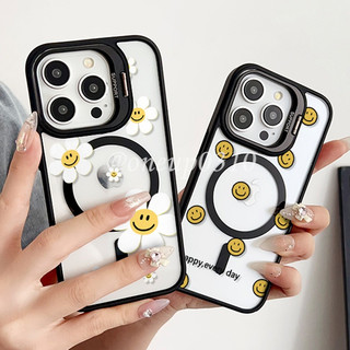 卡通Magsafe磁吸鏡頭支架 滿屏笑臉花朵 iPhone17 16 15 14 13 12 11 Pro max手機殼