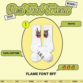 【P.COAST LAB】BFF - Flame font_火焰字型BFF襪_WH_BF26001（白色）