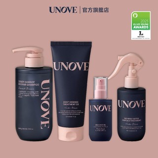 UNOVE 柔諾伊 髮油修護4入組(角蛋白洗髮精+角蛋白髮膜+髮油+角蛋白安瓶噴霧)