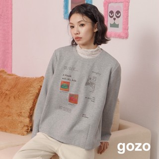 【gozo】Ada的一週合肩長袖T恤(灰色/米白 M/L) | 女裝 圓領 休閒