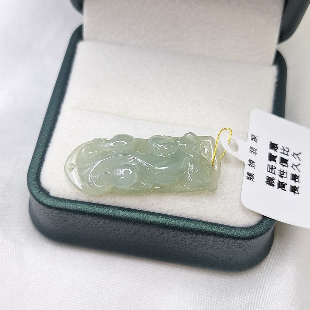 天然翡翠 緬料老種起膠仿古草龍冰鎮綠手牌/鵝鵝天然翡翠/A5792959B2  玉石手牌 草龍手牌 手作