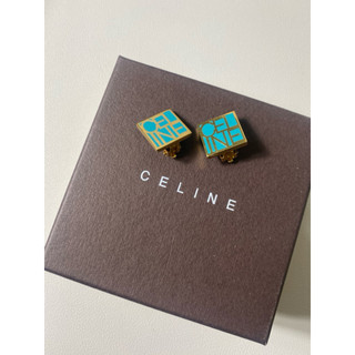 vintage CELINE 正方形字母耳環 夾式耳環