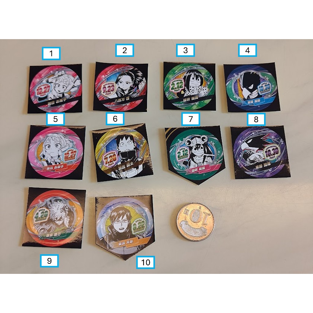 [睡睡蛙小池] 我的英雄學院 貼紙 生日徽章 八百萬百 瀨呂範太 常闇踏殷 爆豪勝己 麗日御茶子 蛙吹梅雨 荼毗 死柄木