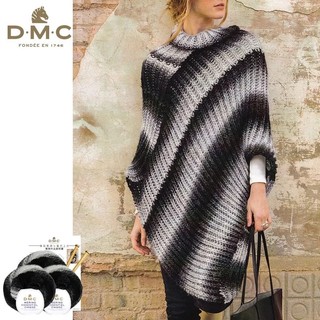 南瓜毛線屋🎃法國DMC 毛線DIY材料包 條紋套頭斗篷式上衣 編織材料包 斗篷 毛衣 罩衫 毛帽 棒針 DMC美麗諾毛線