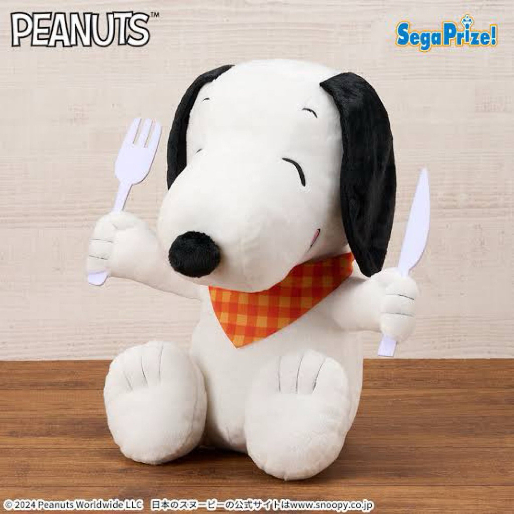 「日本空運景品」 🔥現貨 日本正版 限定 全新 史努比 snoopy 食指大動 開動 用餐 刀叉 肚子餓 娃娃 絨毛玩偶