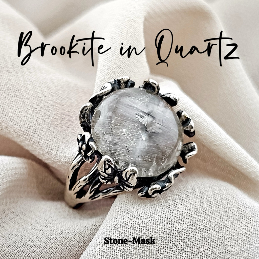 石鬼面🔅天然 高品 滿版 黑銀鈦 水晶 蛋型 復古 純銀戒 SIQ-30 附證書