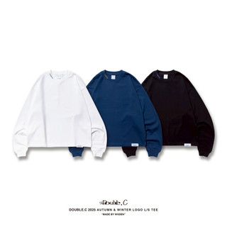 Double.C 2025 Autumn & Winter Simple LOGO L/S Tee 寬鬆 微短版剪裁