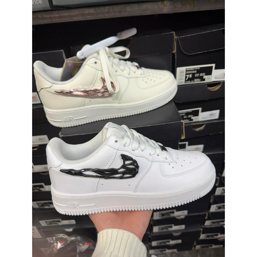 現貨秒出NIKE 耐吉 Nike Air Force 1 Molten Swoosh W 液態金屬 粉勾 玫瑰金 男女鞋