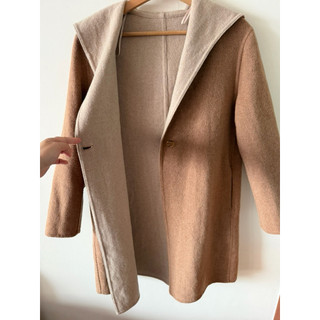 8-9成新🆕UNIQLO 40%羊毛🦙WOOL 咖啡☕️長袖 長版 大衣 連帽 外套🧥M號