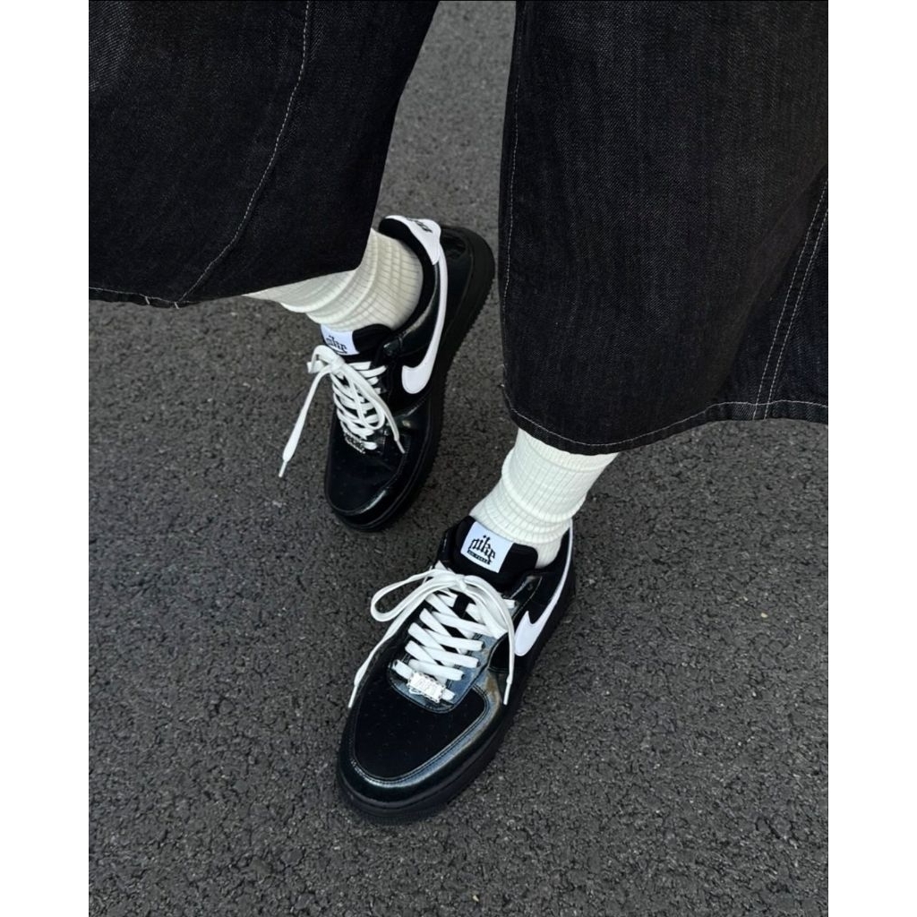 Nike Air Force 1 AF1 黑曜石黑 白色 荔枝皮 漆皮 男女款【IB6843-001】