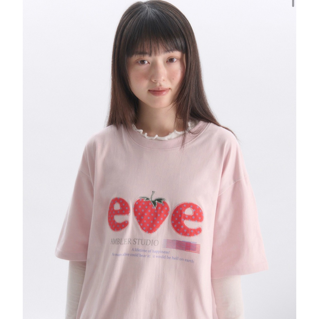 韓國 AMBLER 短袖 上衣 Strawberry 草莓 貼布刺鏽