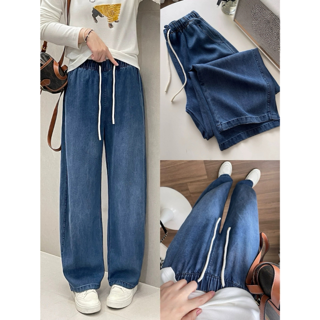 奈看服飾/隔日到貨天絲68.5%男女同款顯瘦色夏季最佳涼感顯瘦高腰牛仔褲 寬松慵懶天絲牛仔褲 天絲褲 涼感褲 防曬褲