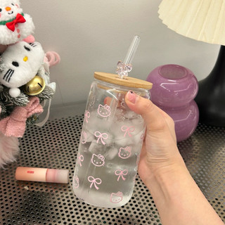xin shop | Hello kitty 玻璃杯 水杯 水壺 隨手杯 蝴蝶結 kitty杯