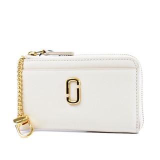 MARC JACOBS 專櫃款 金屬雙J小LOGO滑面牛皮拉鍊證件/鑰匙/零錢包-雲白【美國正品現貨】