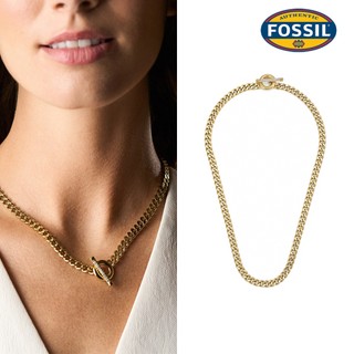 【FOSSIL 官方旗艦館】Carlie T-Bar 微光頸語不鏽鋼項鍊-金色 JF04956710