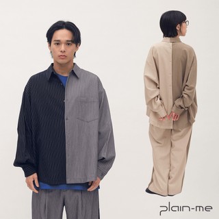 plain-me 拼接可拆襯衫 襯衫 西料 長袖 條紋襯衫 [PLN3388-261]