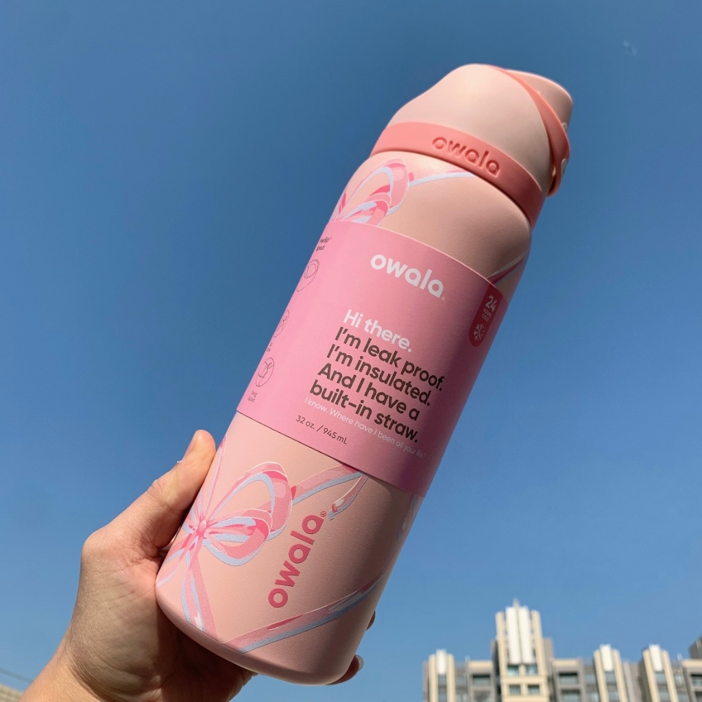 ［%+］美國 Owala FreeSip 不鏽鋼保溫瓶 24oz - UO 聯名限定 蝴蝶結系列 Bowala 芭蕾風